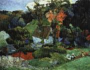 Paul Gauguin landskap, pont-aven oil painting artist